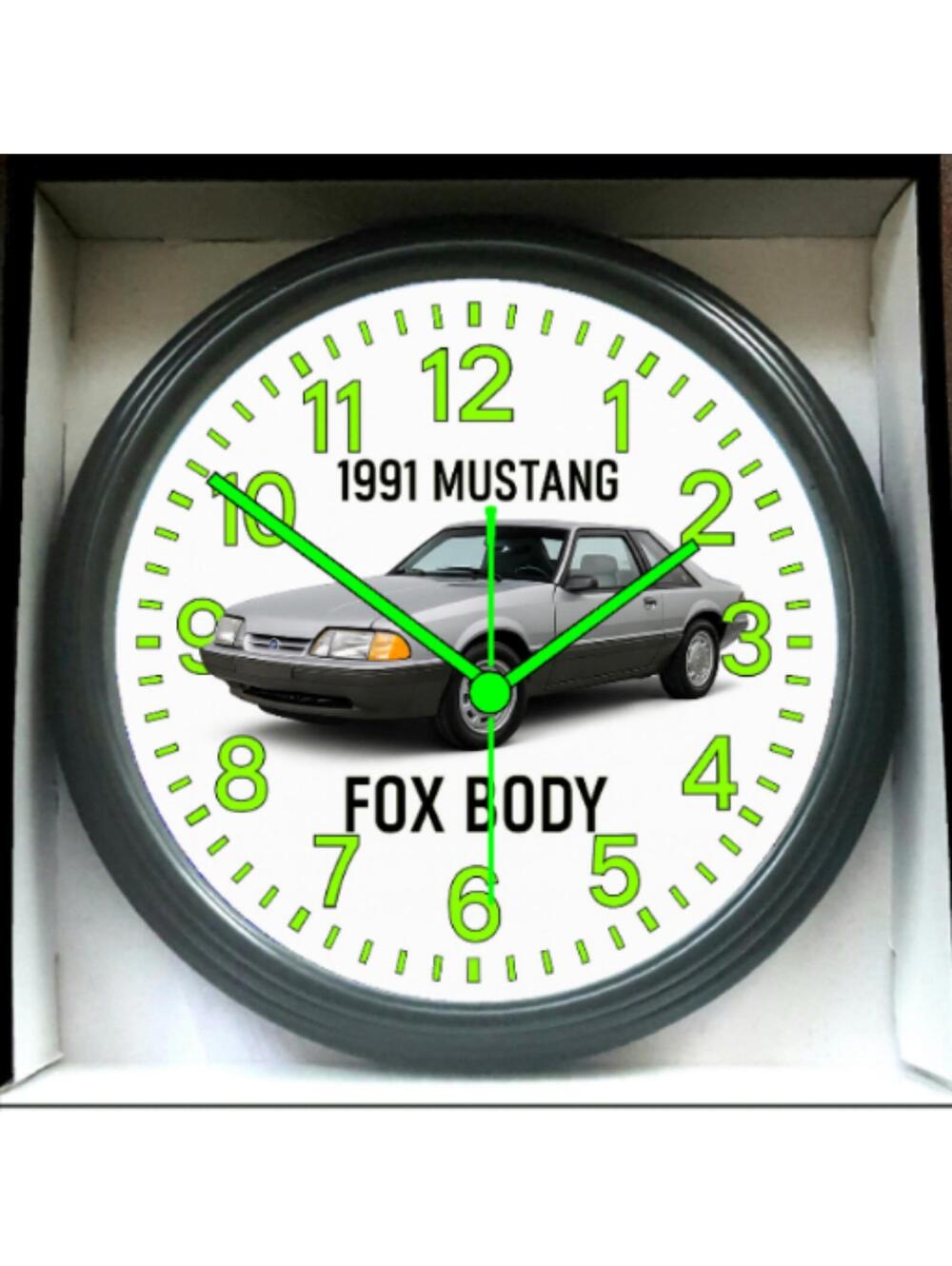 1991 Ford Mustang Fox Body Glow In The Dark Wall Clock New!
